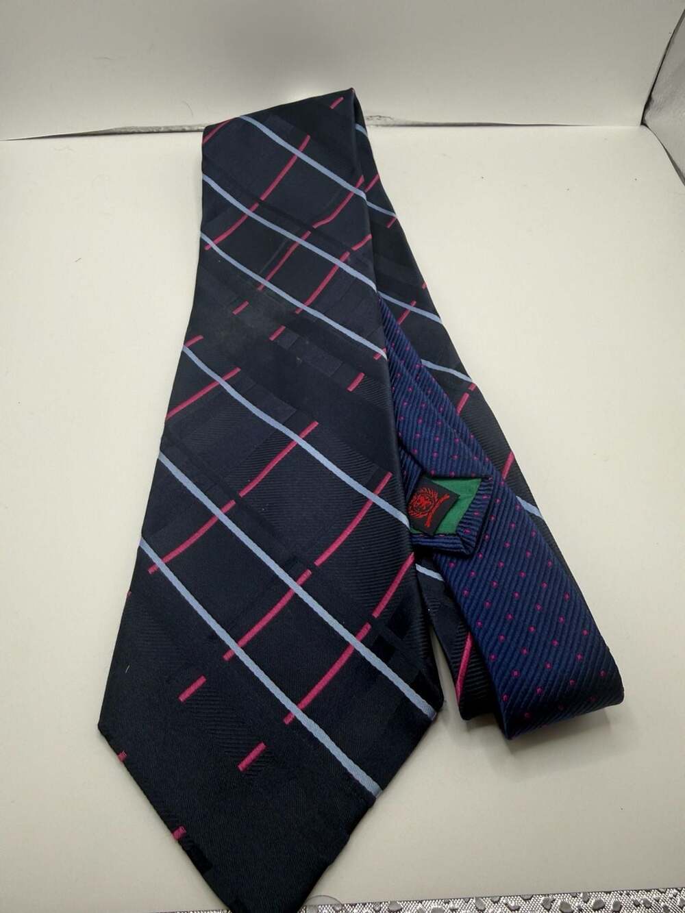Tommy Hilfiger Men's Plaid and Polka Dot Silk Necktie